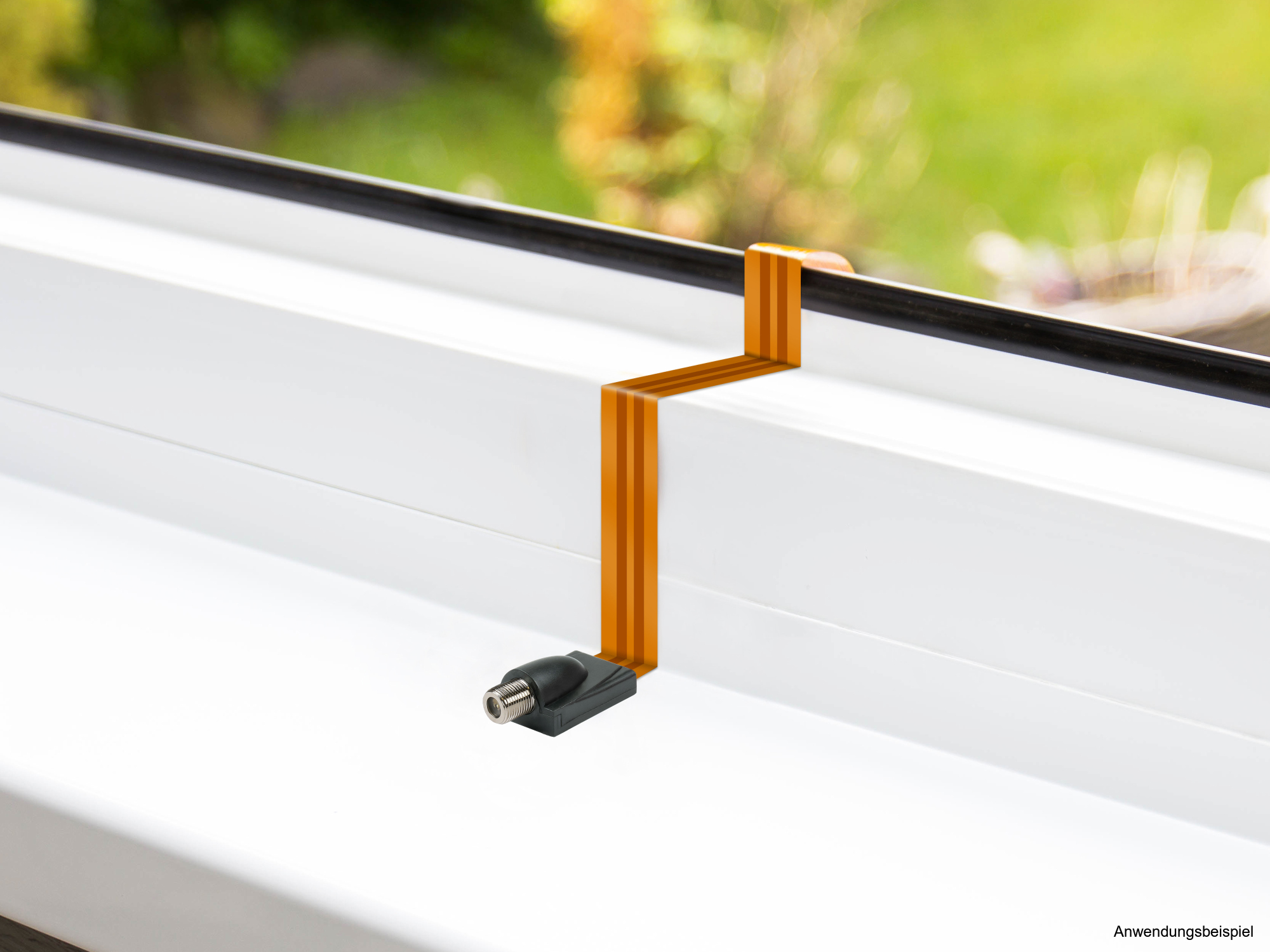 SAT/TV Fensterdurchführung High-Quality, F-Buchse an IEC-/Koax-Buchse, Gesamtlänge 26,3cm, flexible Länge 17,2cm, transparent, Good Connections®
