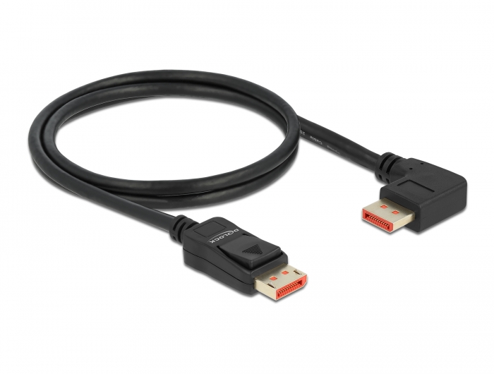DisplayPort Kabel Stecker gerade zu Stecker 90° rechts gewinkelt 8K 60 Hz, schwarz, 1 m, Delock® [87060]