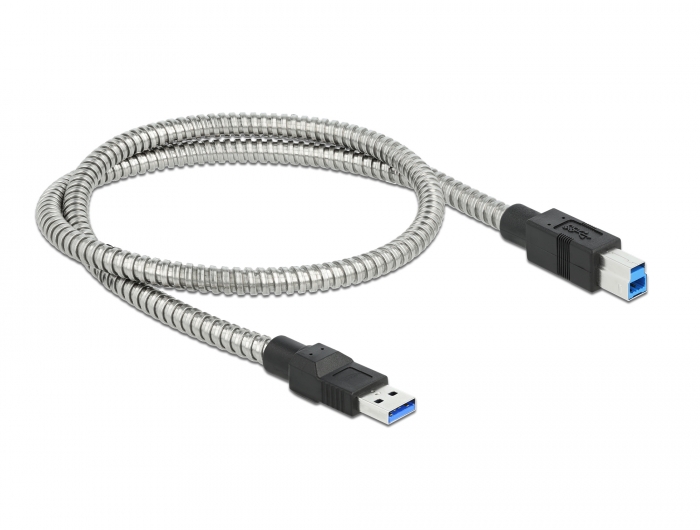 USB 3.2 Gen 1 Kabel Typ-A Stecker zu Typ-B Stecker mit Metallmantel 0,5 m, Delock® [86777]