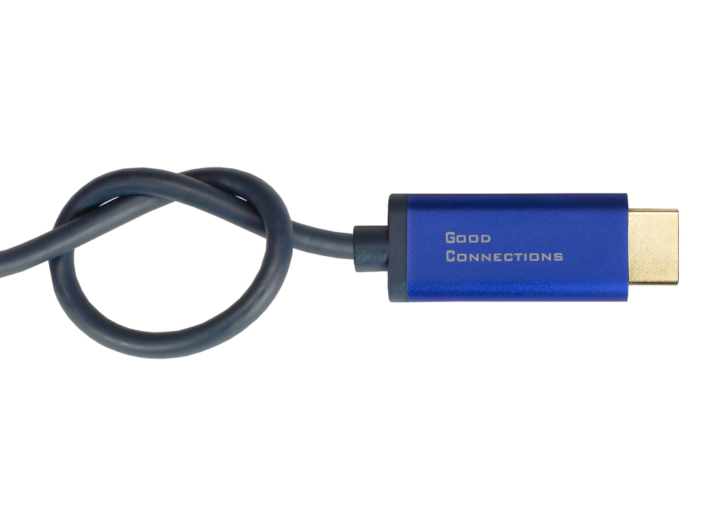 DisplayPort 1.4 an HDMI 2.0 SmartFLEX Kabel, 4K UHD @60Hz, Aluminiumgehäuse, CU, dunkelblau, 3m, Good Connections®