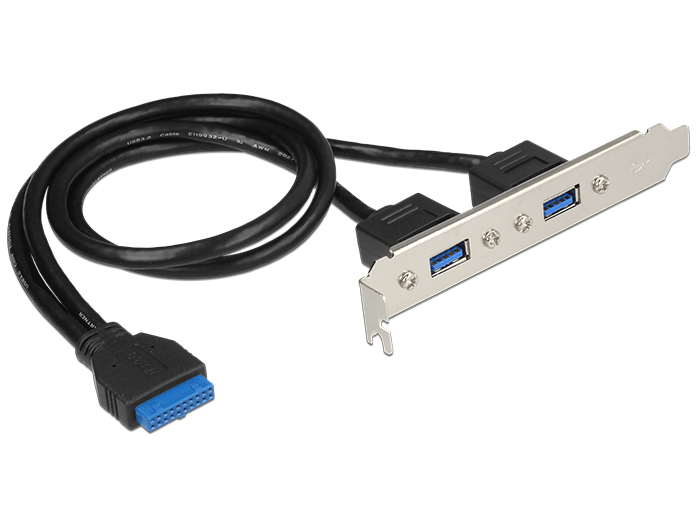 Slotblech 1 x 19 Pin USB 3.0 Pfostenbuchse intern an 2 x USB 3.0 Typ-A Buchse extern, Delock® [84836]