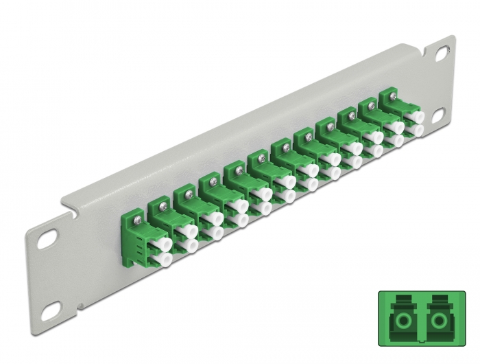 10" LWL Patchpanel 12 Port LC Duplex grün 1 HE grau, Delock® [66787]
