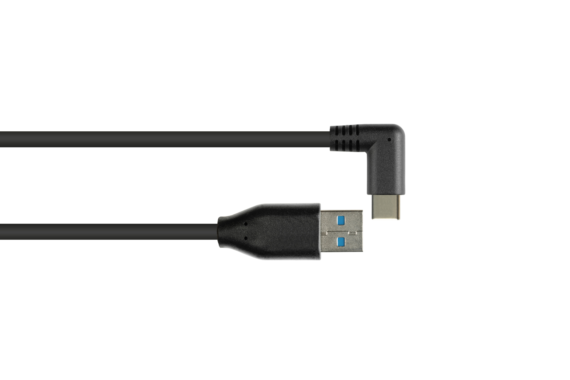 Anschlusskabel USB 3.0, USB-C™ Stecker 90° gewinkelt an USB 3.0 A Stecker, CU, schwarz, 0,5m, Good Connections®