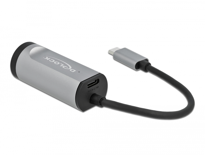 USB Type-C™ Adapter zu Gigabit LAN mit Power Delivery Anschluss grau, Delock® [64116]