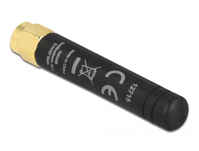 LPWAN 868 MHz Antenne SMA Stecker 1,6 dBi omnidirektional starr schwarz, Delock® [12715]