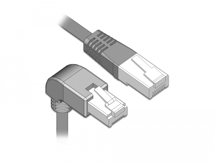 Netzwerkkabel RJ45 Cat.6 S/FTP unten gewinkelt / gerade, grau, 1 m, Delock® [85865]