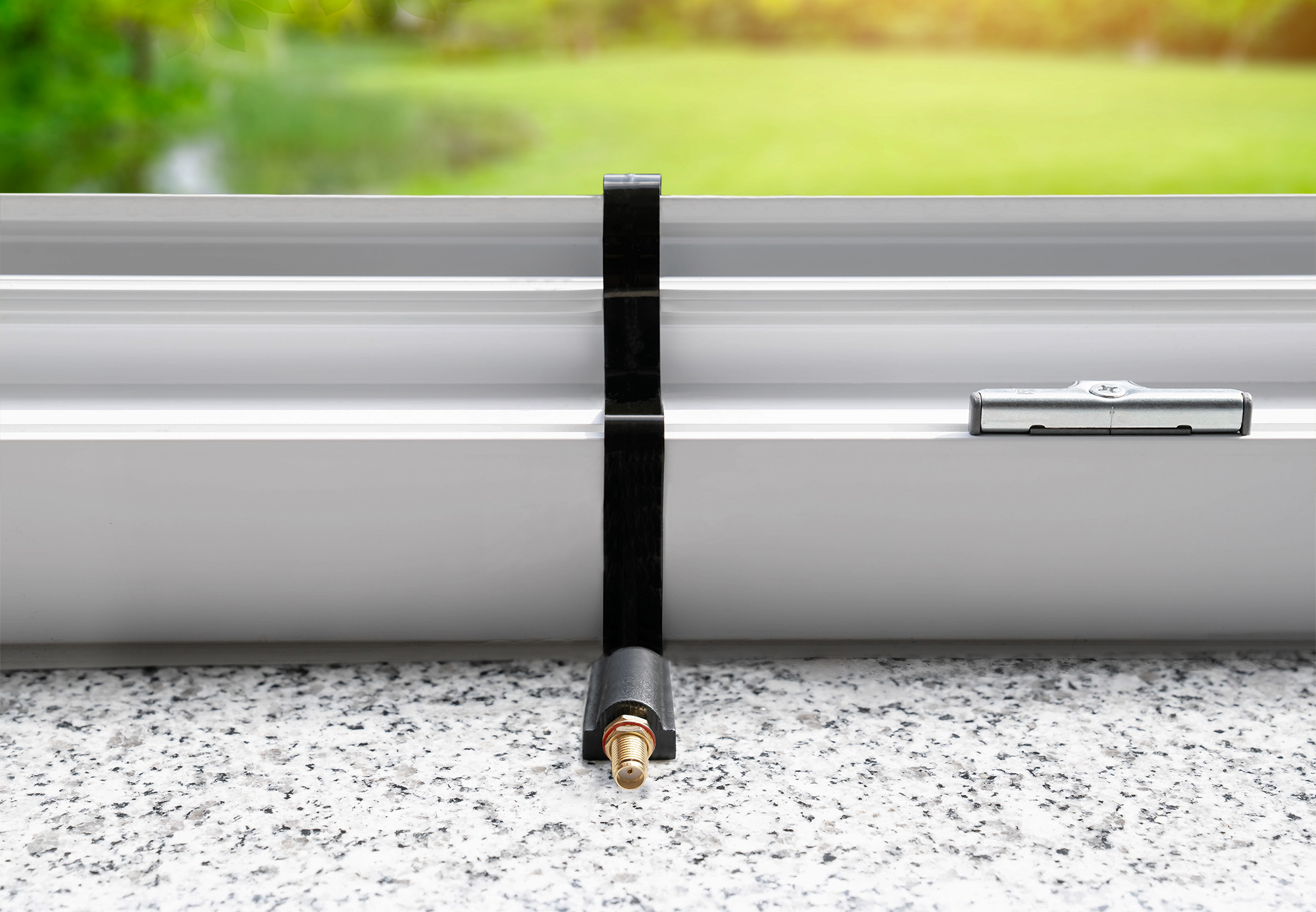 kabelmeister® Koaxial HF Fensterdurchführung, SMA Stecker an SMA Buchse, schwarz, 0,2m