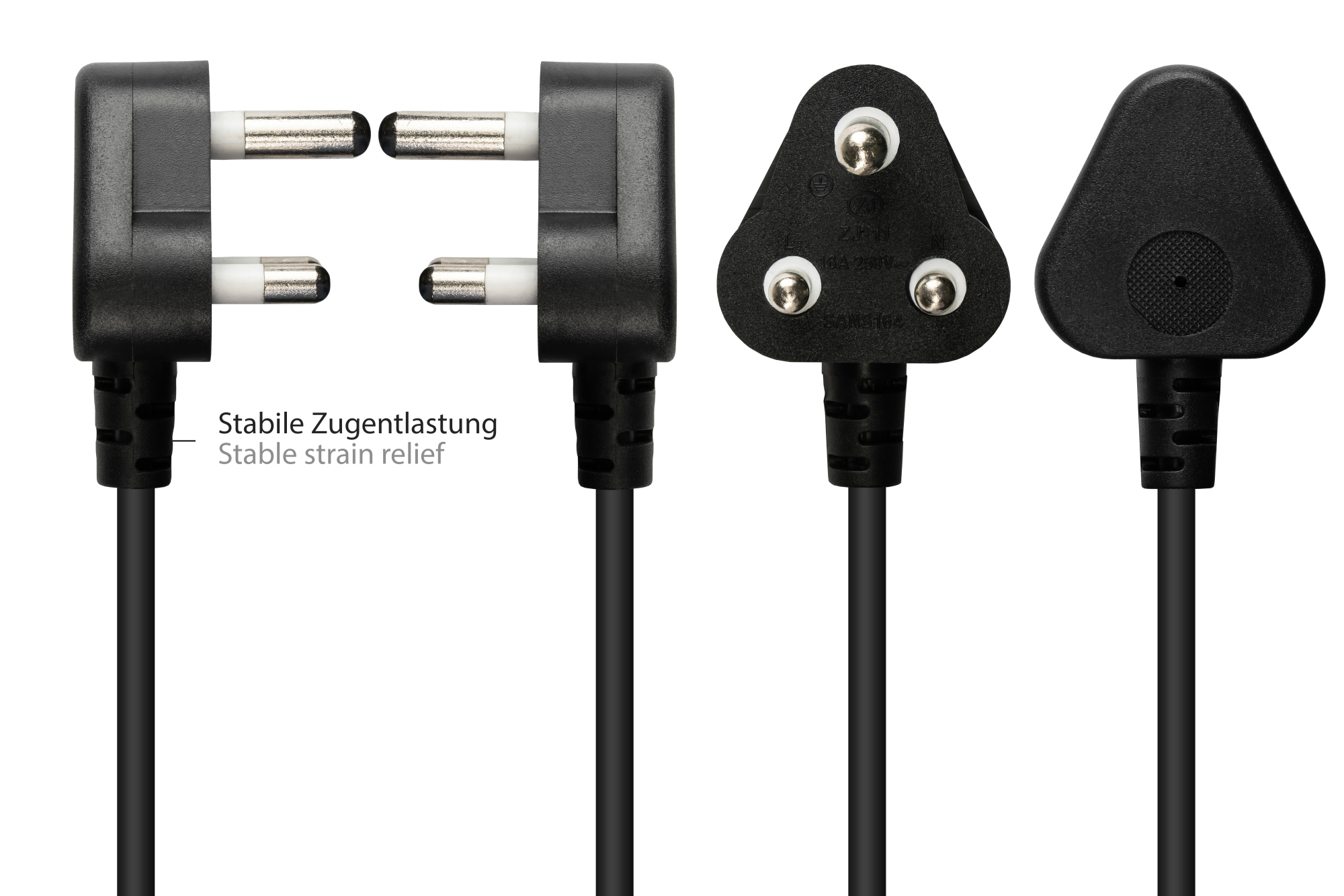 Netzkabel Südafrika Netz-Stecker Typ M (SANS 164-1) an C5 für Notebook, schwarz, 0,75 mm², 1,8 m, Good Connections®