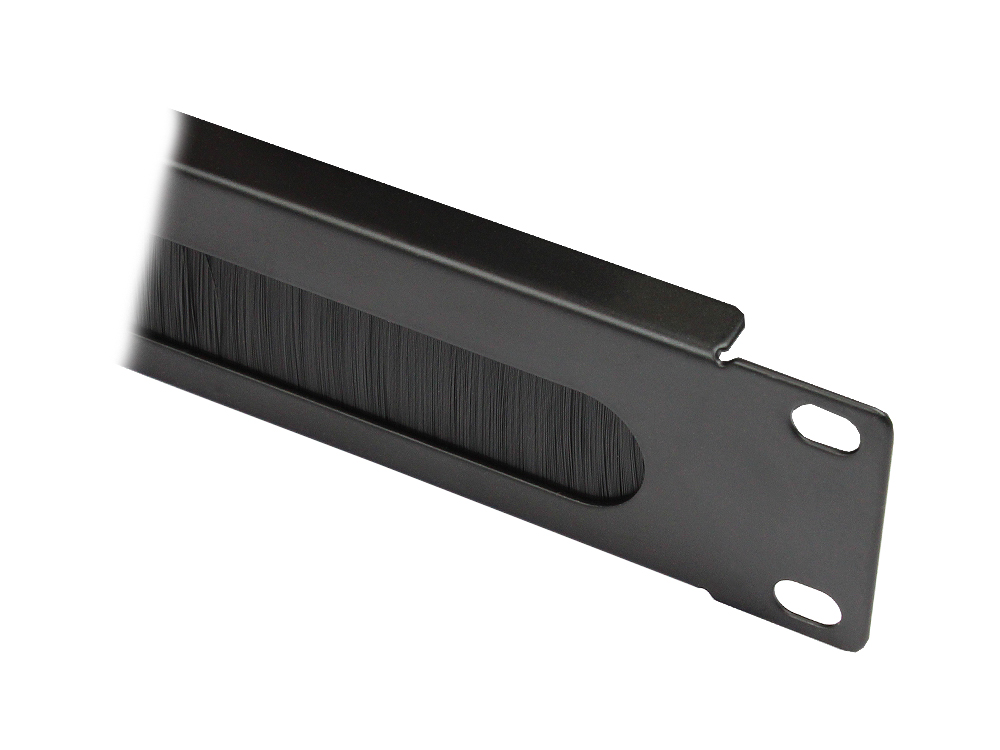 19" Kabeldurchführung, mit Bürsteneinsatz, 1HE, tiefschwarz (RAL9005), Good Connections®