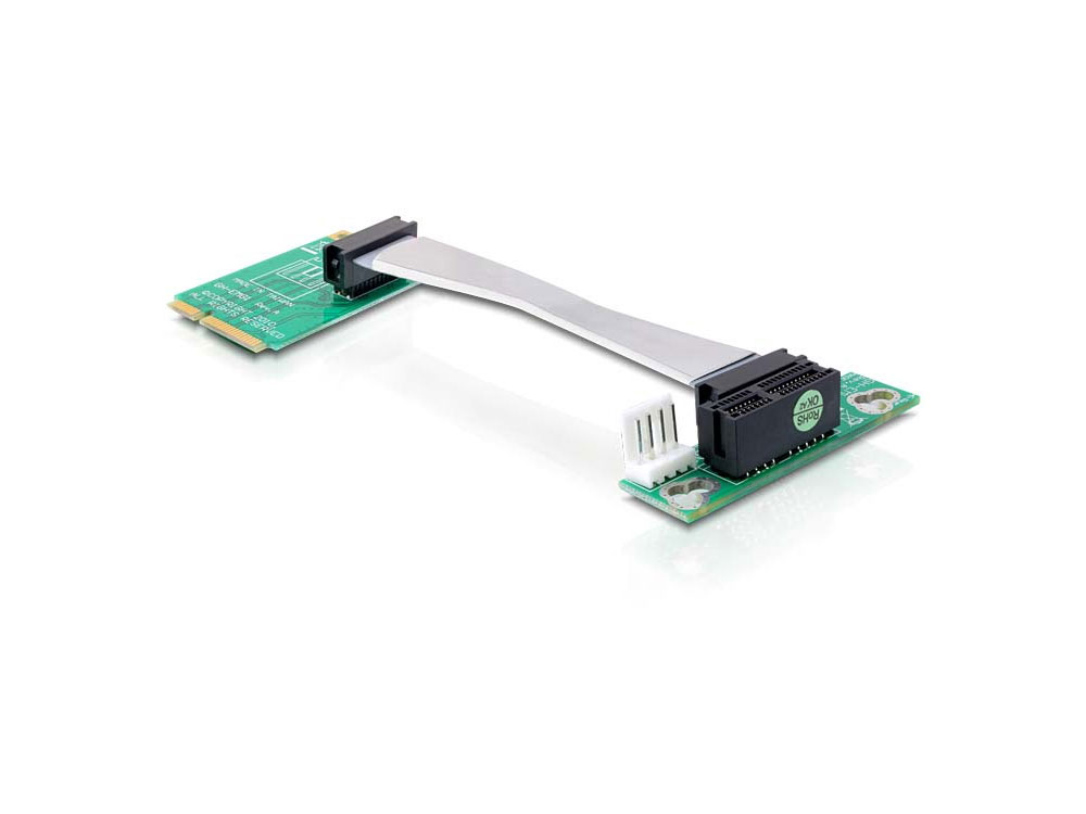 Schnittstellenkarte, Riser PCI Express Mini an PCI Express mit flexiblem Kabel 13 cm links gerichtet, Delock® [41370]