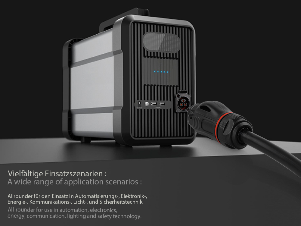 Industrie-Steckverbinder S2 - Power (3-Pin) Durchführungskupplung mit Arretierung und Flansch, Schraubanschluss, Metall, M24, IP67, Good Connections®