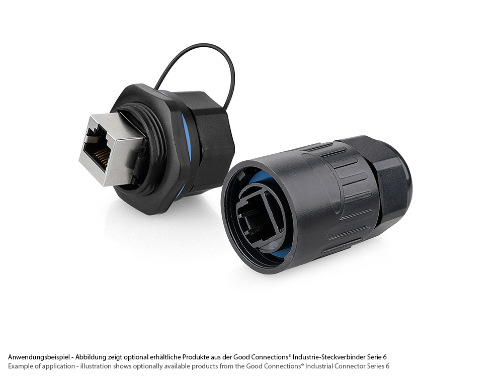 Industrie-Steckverbinder S6 - Unbestückter Stecker, Aussparung für RJ45 Stecker, Bajonett, Good Connections®