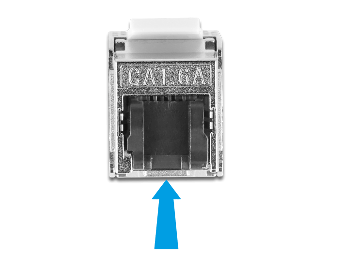 Kabel RJ45 Stecker zu Keystone Modul RJ45 Buchse Cat.6A 50 cm schwarz, Delock® [87025]