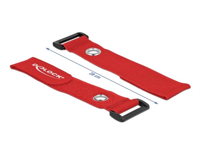 Klett-Kabelbinder mit Schlaufe und Befestigungsöse L 280 x B 38 mm rot 3 Stück, Delock® [19550]