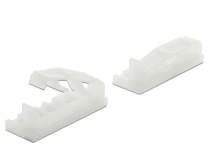 Flachbandkabelhalter mit Verschlussclip selbstklebend schraubbar natur 10 Stück, Delock® [60179]