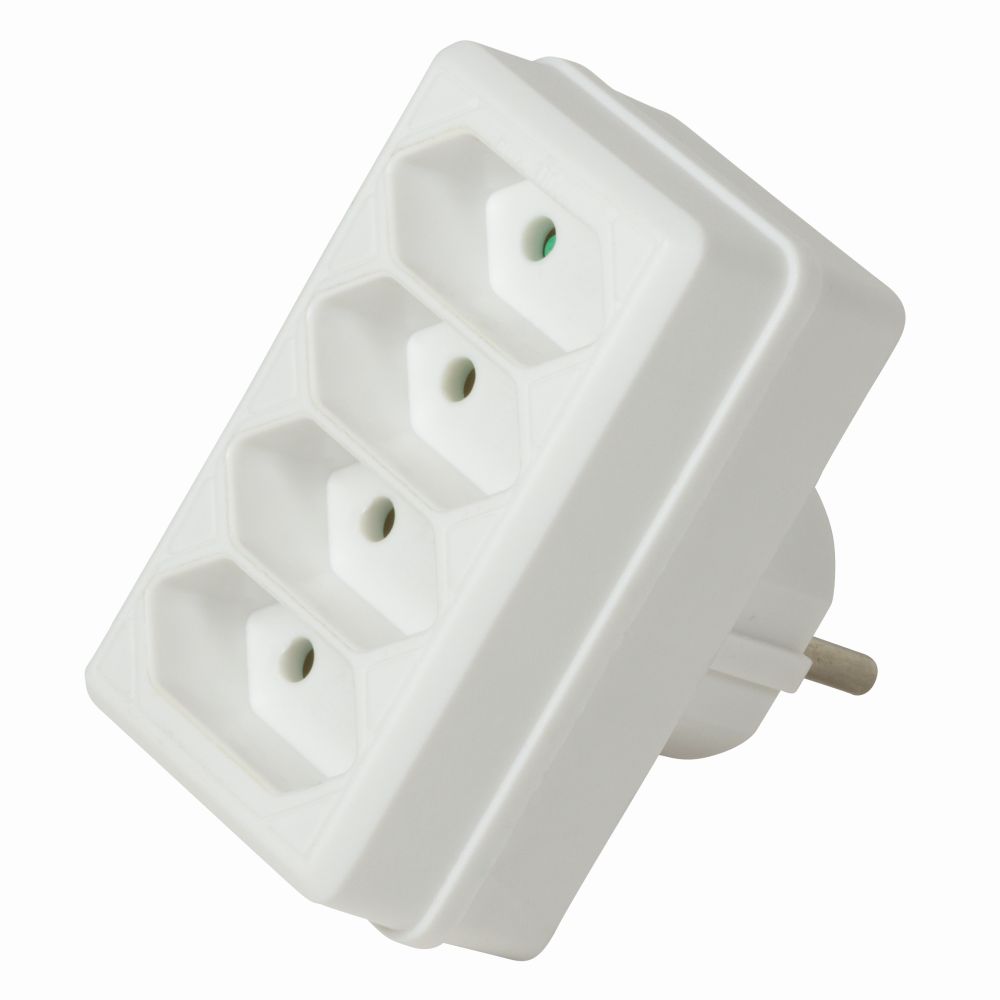 Steckdosenadapter, 4x Euro, 2300W/250V, Weiß, LogiLink® [LPS220]