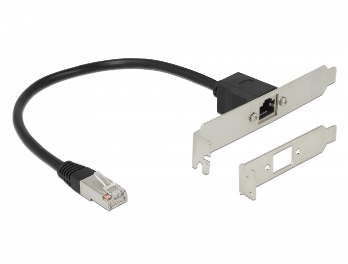 Netzwerk Verlängerungskabel, RJ45, Cat.5e, 0,3m, mit Standard und Low Profile Slotblende, Delock® [85803]