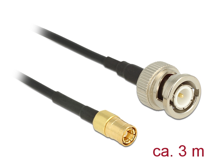 Antennenkabel BNC Stecker an SMB Stecker RG-174, schwarz 3m, Delock® [12498]