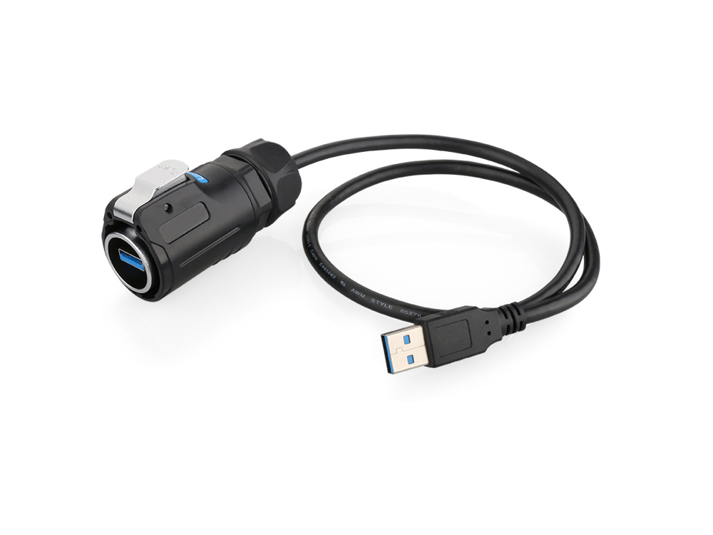 Industrie-Steckverbinder S1 - USB 3.0 Kabel, Stecker A mit Klick-Arretierung an Stecker A, M24, IP65/67, 0,5m, Good Connections®