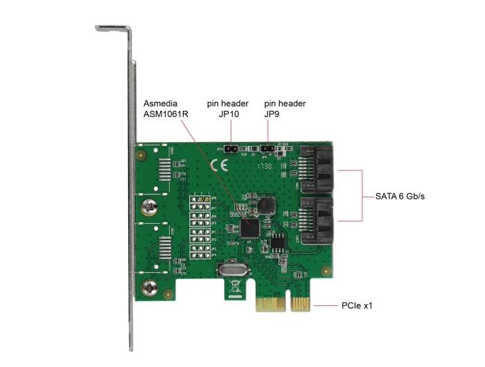 2 Port SATA PCI Express Karte mit RAID, Delock® [90392]