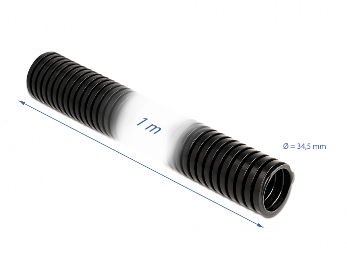 Kabelschutzschlauch 1 m x 34,5 mm schwarz, Delock® [60460]