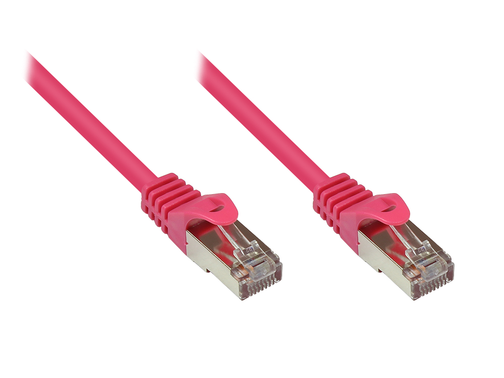 RNS® Patchkabel mit Rastnasenschutz, Cat. 5e, SF/UTP, PVC, 100MHz, magenta, 0,25m, Good Connections®