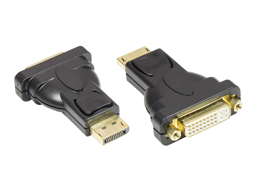 Adapter Displayport Stecker an DVI-I 24+5 Buchse, 24K vergoldete Kontakte, schwarz, Good Connections®