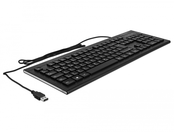 USB Tastatur kabelgebunden 1,5 m schwarz (Water-Drop), Delock® [12672]