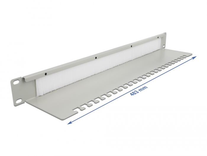 19" Kabelmanagement Bürstenleiste mit Kabelabfangplatte 1 HE grau, Delock® [66538]