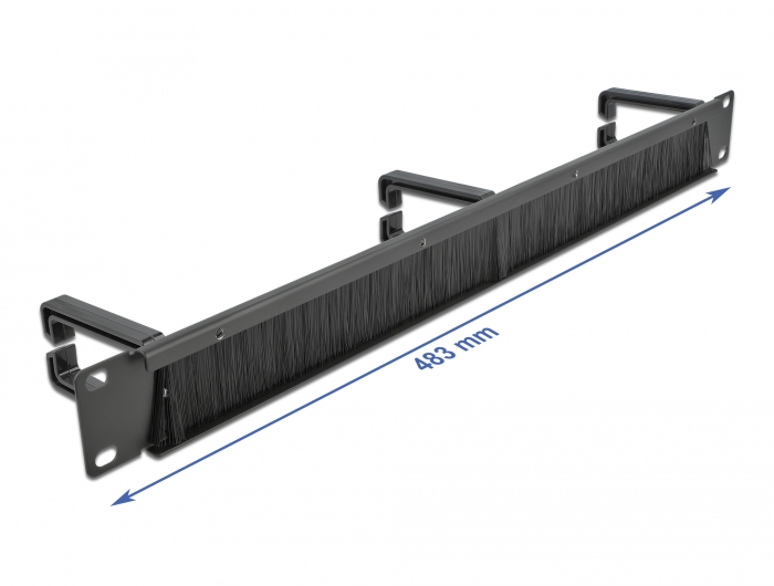 19" Kabelmanagement Bürstenleiste mit 3 Bügeln 1 HE schwarz, Delock® [66488]