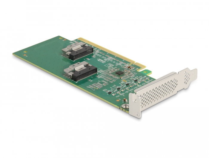 PCI Express 4.0 x16 Karte zu 4 x SFF-8639 NVMe - Bifurcation - Low Profile Formfaktor, Delock® [90077]