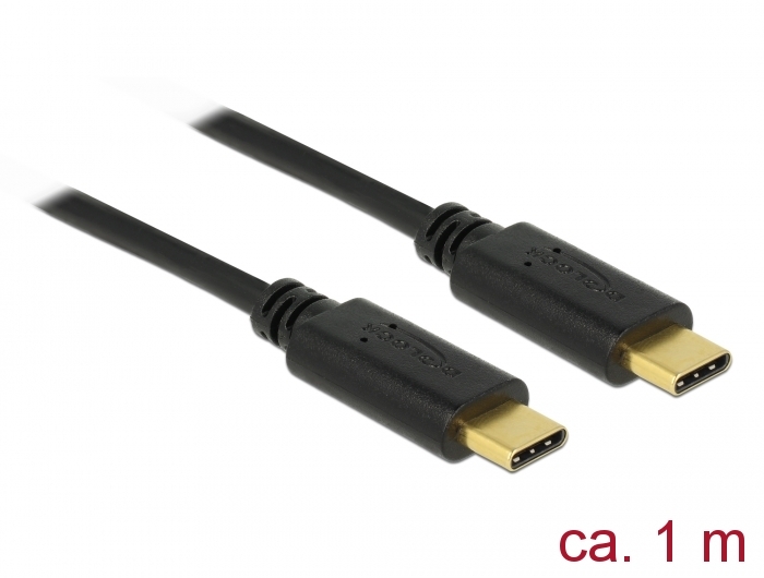 USB 2.0 Kabel Type C™ zu Type C™, 5A E-Marker, schwarz, 1m, Delock® [83323]