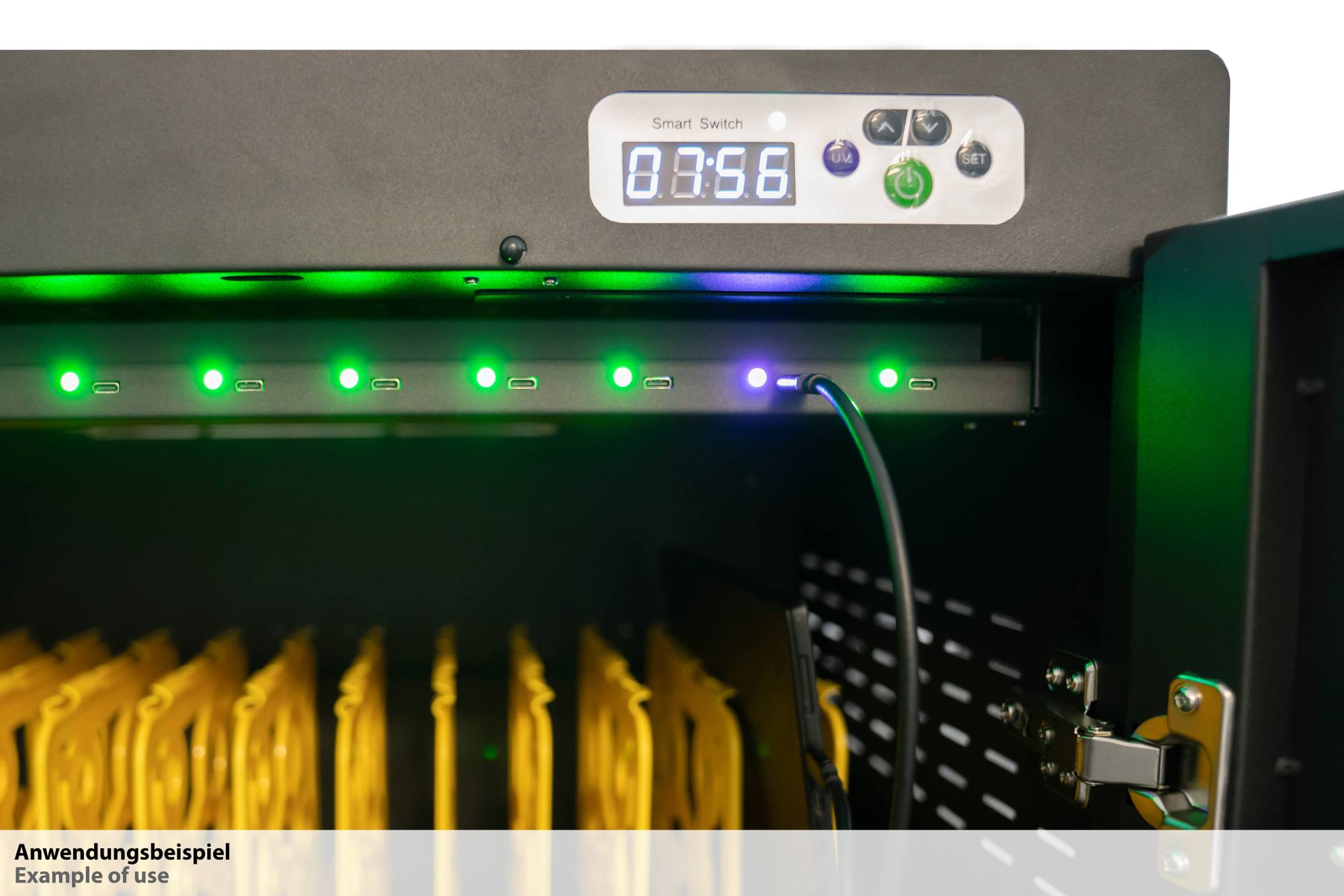 Good Connections® ANTARES PRO N36C Ladewagen bis 15,6", USB-C™, 65W Port, PD3.0, UVC-Desinfektion, schwarz