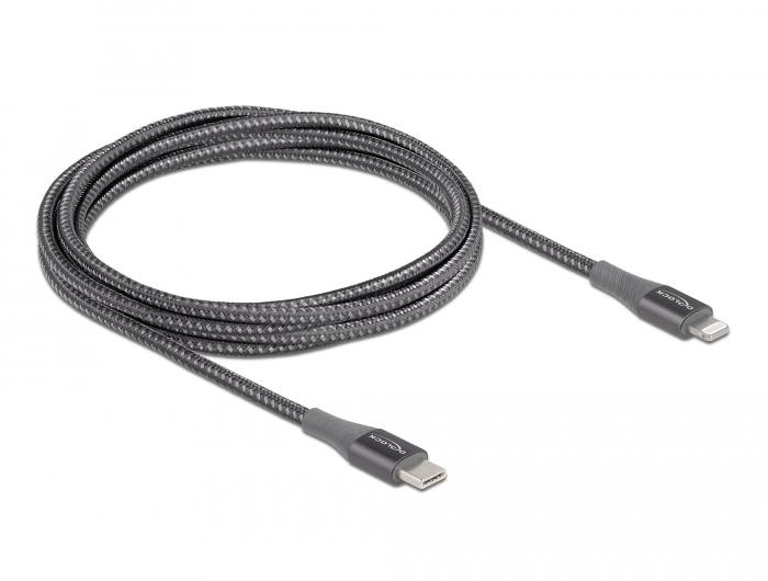 Daten- und Ladekabel USB Type-C™ zu Lightning™ für iPhone™, iPad™ und iPod™ grau 2 m MFi, Delock® [86632]