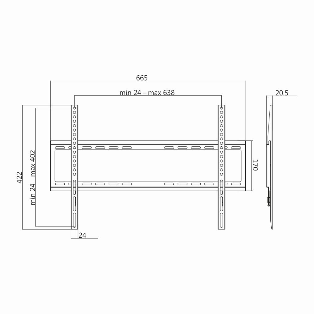 TV-Wandhalterung, Festmontage, 37"-70", max. 35 kg Belastung, LogiLink® [BP0038]
