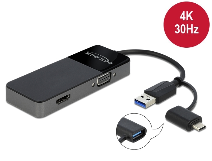 Adapter USB 3.0 an 4K HDMI + VGA, Delock® [64085]