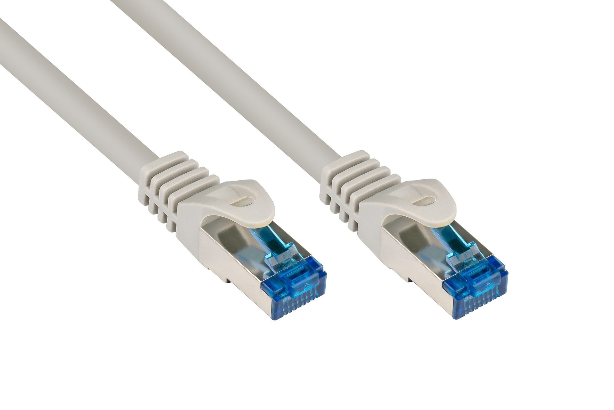RNS® Patchkabel mit Rastnasenschutz, Cat. 6A, S/FTP, PiMF, halogenfrei, 500MHz, grau, 3m, Good Connections®