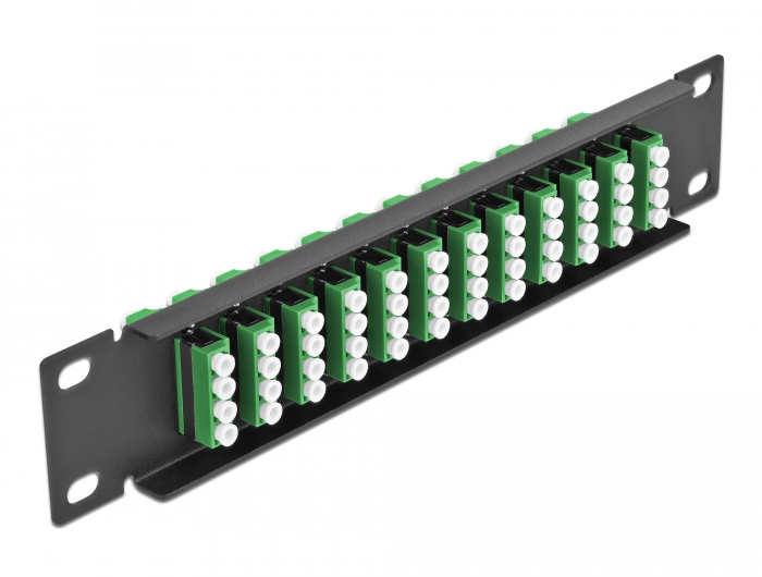 10" LWL Patchpanel 12 Port LC Quad grün 1 HE schwarz, Delock® [66777]