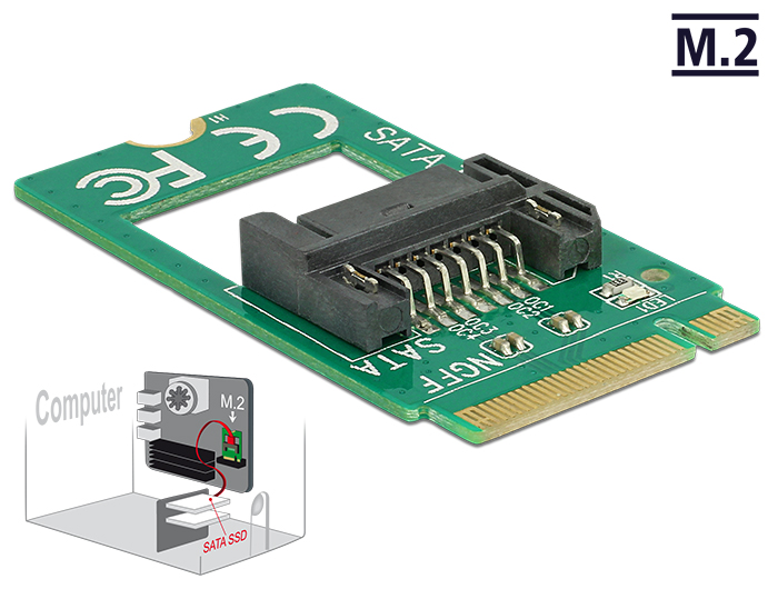 Adapter M.2 Key B Stecker an SATA 7 Pin - Formfaktor 2242, Delock® [62876]