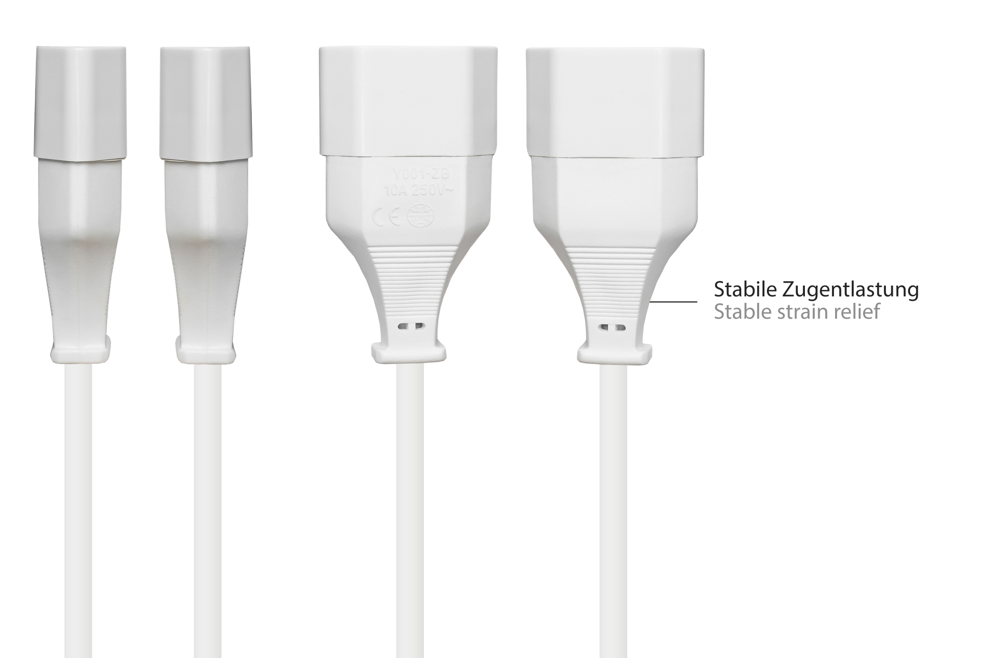 Euro-Verlängerung Euro-Stecker Typ C (gerade) an Euro-Buchse (gerade), weiß, 0,75 mm², 2m, Good Connections®