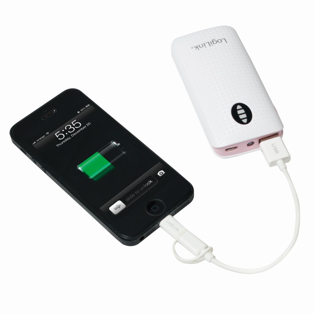 USB auf Micro-USB Sync- und Ladekabel mit Lightning Adapter, weiß, 1 m, LogiLink® [CU0118]