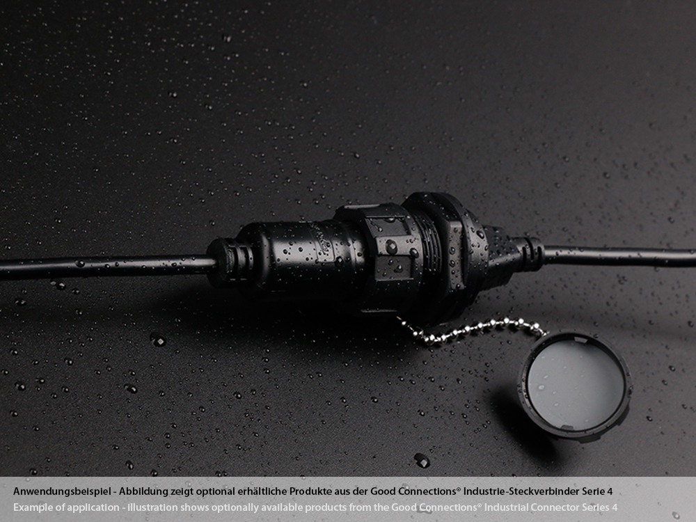Industrie-Steckverbinder S4 - USB 2.0 Kabel, Stecker A mit Kabelverschraubung an Stecker A, Bajonett, IP67, schwarz, 1m, Good Connections®