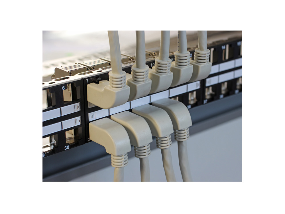 Patchkabel, Cat. 6, S/FTP, einseitig 90° nach unten gewinkelt, grau, 0,5m, Delock® [83524]