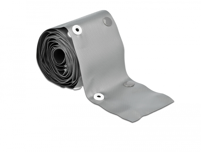 Kabelschutzschlauch mit Knopfverschluss hitzebeständig 2 m x 10 mm grau / schwarz, Delock® [20725]