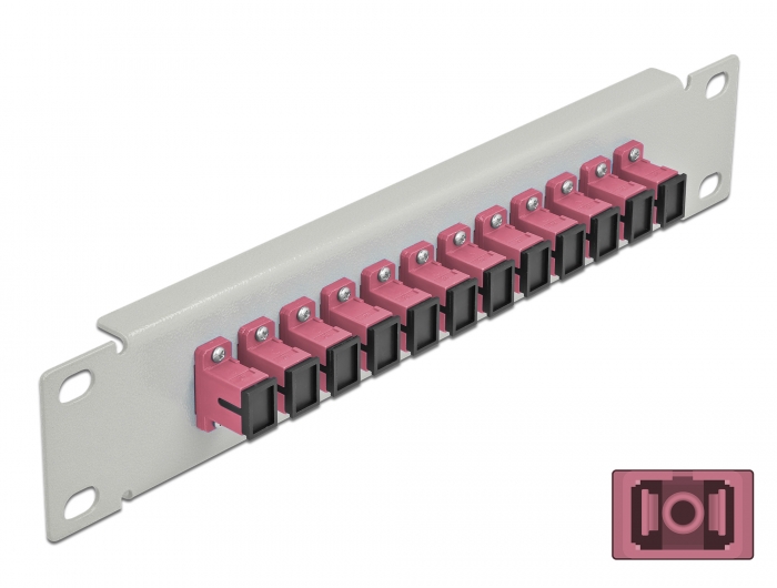 10" LWL Patchpanel 12 Port SC Simplex violett 1 HE grau, Delock® [66785]