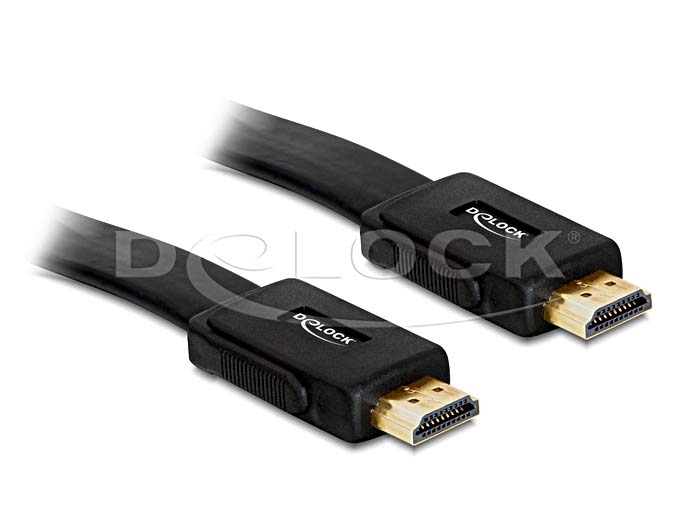 High-Speed-HDMI®-Flachkabel mit Ethernet, vergoldete Kontakte, 1m, Delock® [82669]