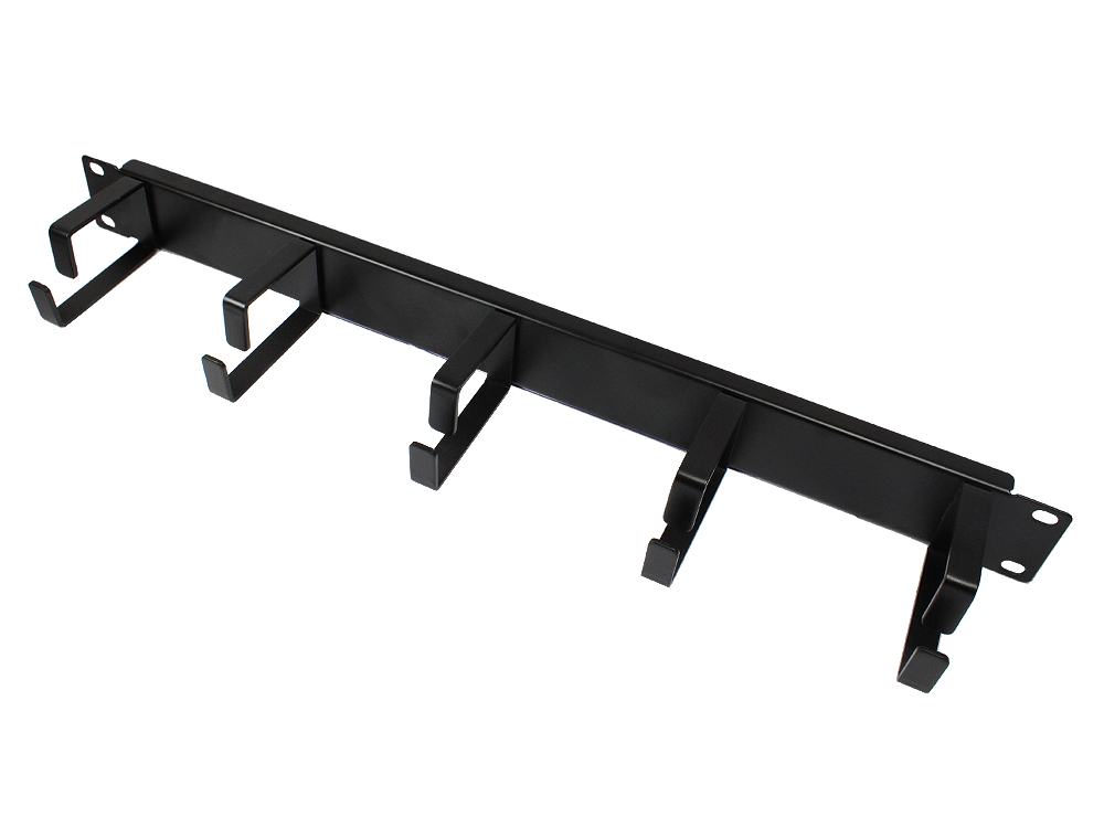 19" Kabelführungspanel, mit 5 Metallbügeln, 1HE, tiefschwarz (RAL9005), Good Connections®