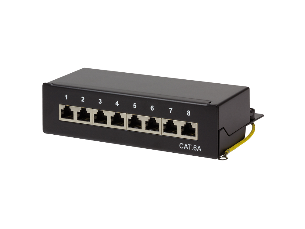 Patchpanel Tisch/Wand, Cat. 6A, STP, 8-Ports, schwarz, LogiLink® [NP0018B]
