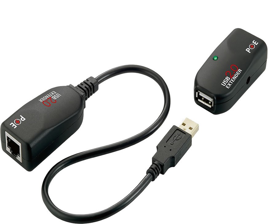 USB 2.0 Cat.5/6 Extender bis 50 Meter, 1-Port, ohne Treiber und Software, unterstützt PoE, Exsys® [EX-1441-2]