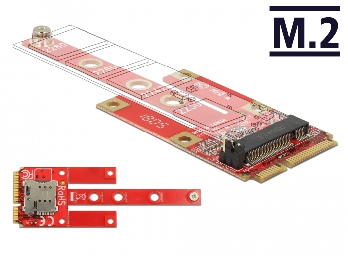 Konverter Mini PCIe > M.2 Key B Slot + Micro SIM Slot, Delock® [63384]